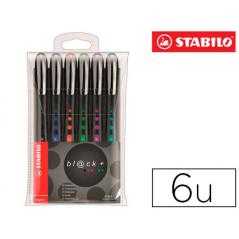 Rotulador stabilo roller ball bl@ck 0,3 mm estuche de 6 unidades colores surtidos