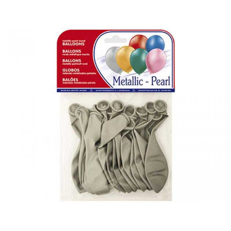 Globos metalizados plata bolsa de 15 unidades