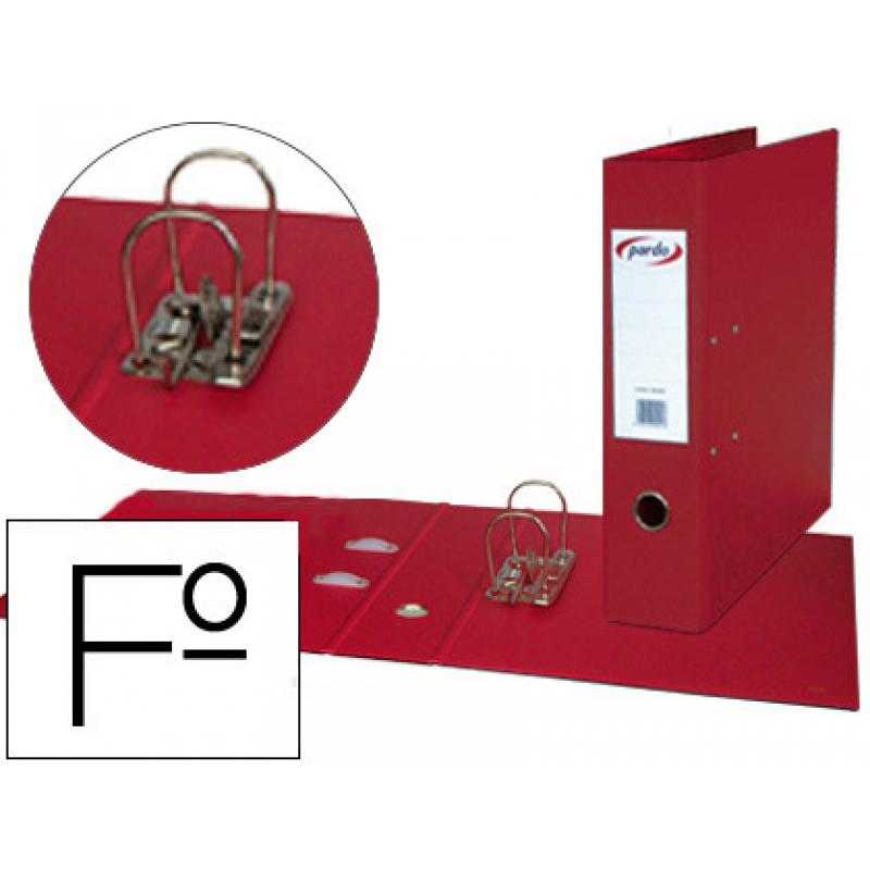 Archivador de palanca pardo folio plástico 2 anillas de 70 mm color rojo