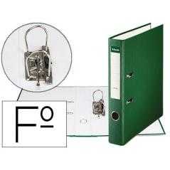 Archivador de palanca esselte cartón forrado pvc folio lomo de 50 mm con rado verde
