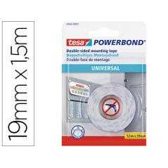 Cinta adhesiva tesa doble cara powerbond universal uso interior 1,5 m x 19 mm