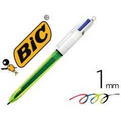 Bolígrafo bic cuatro colores azul / negro / rojo / amarillo flúor punta media 1 mm