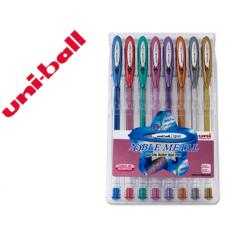 Bolígrafo uni ball um-120 signo 0,7 mm tinta gel estuche de 8 colores metalizados