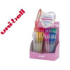 Bolígrafo uni ball um-120 signo 0,7 mm tinta gel expositor de 48 colores con purpurina