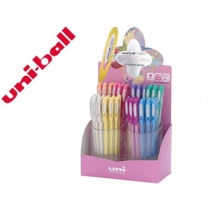 Bolígrafo uni ball um-120 signo 0,7 mm tinta gel expositor de 48 colores pastel