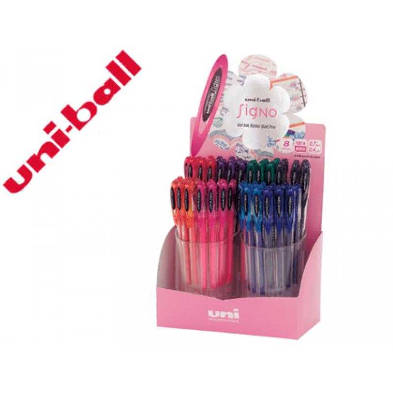 Bolígrafo uni ball um-120 signo 0,7 mm tinta gel expositor de 48 colores basicos