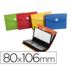 Carpeta liderpapel clasificador de tarjetas plástico para 40 tarjetas 80x106 mm 5 colores surtidos