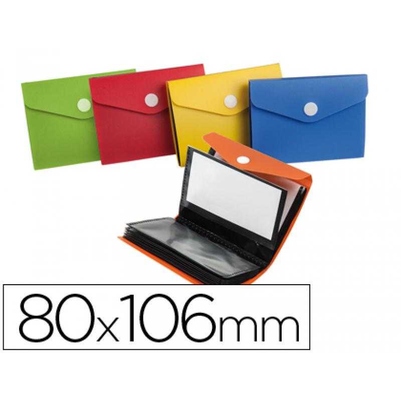 Carpeta liderpapel clasificador de tarjetas plástico para 40 tarjetas 80x106 mm 5 colores surtidos