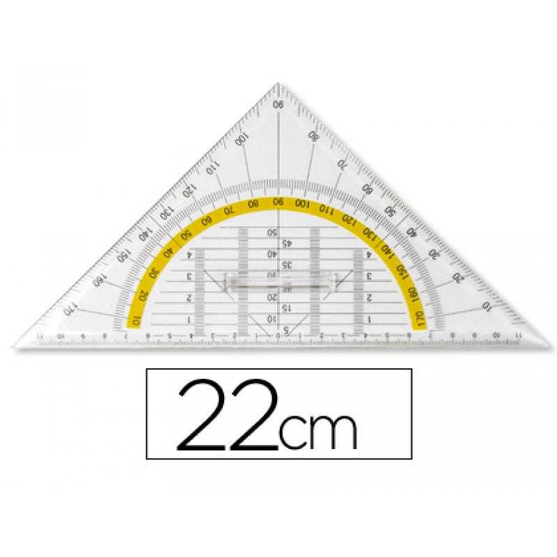 Escuadra liderpapel geometria 22 cm plástico cristal con pestaña de sujeccion