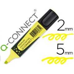 Rotulador q-connect fluorescente amarillo premium punta biselada con sujecion de caucho