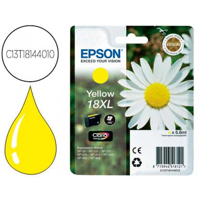 Ink-jet epson t18xl amarillo expression home xp-102 xp-205 xp-305 xp-405 capacidad 470 pag