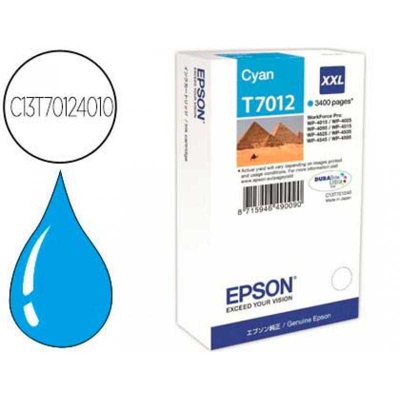 Ink-jet epson stylus t7012 cian xl wp-4000 4500 capacidad 3400 pag