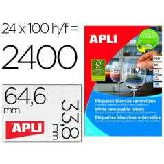 Etiqueta adhesivas apli 3056 tamaño 64,6 x 33,8 mm para fotocopiadora láser ink-jet caja con 100 hojas a-4 removi.