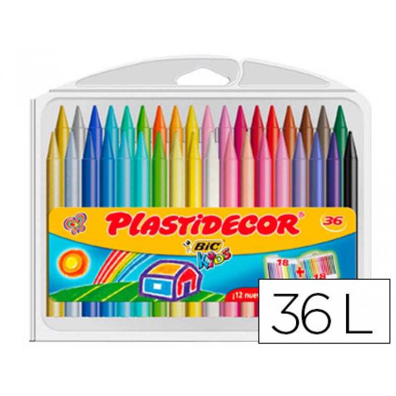 Lápices cera plastidecor caja de 36 colores