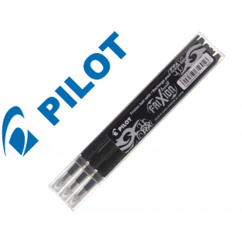 Recambio bolígrafo pilot frixion ball negro caja de 3 unidades