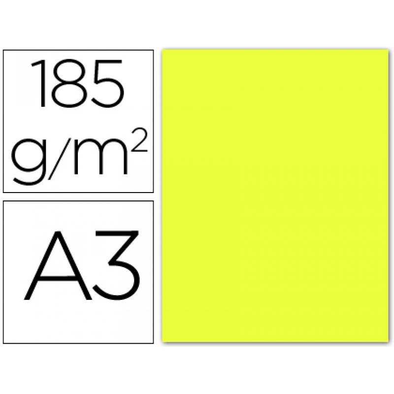 Cartulina guarro din a3 amarillo limon 185 gr paquete 50 h