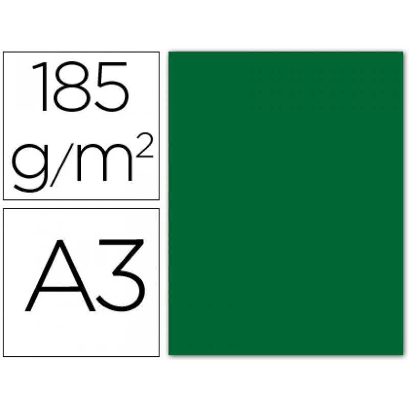 Cartulina guarro din a3 verde abeto 185 gr paquete 50 h