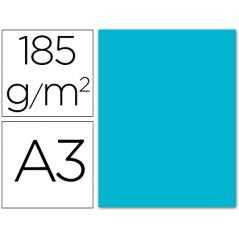 Cartulina guarro din a3 azul turquesa 185 gr paquete 50 h