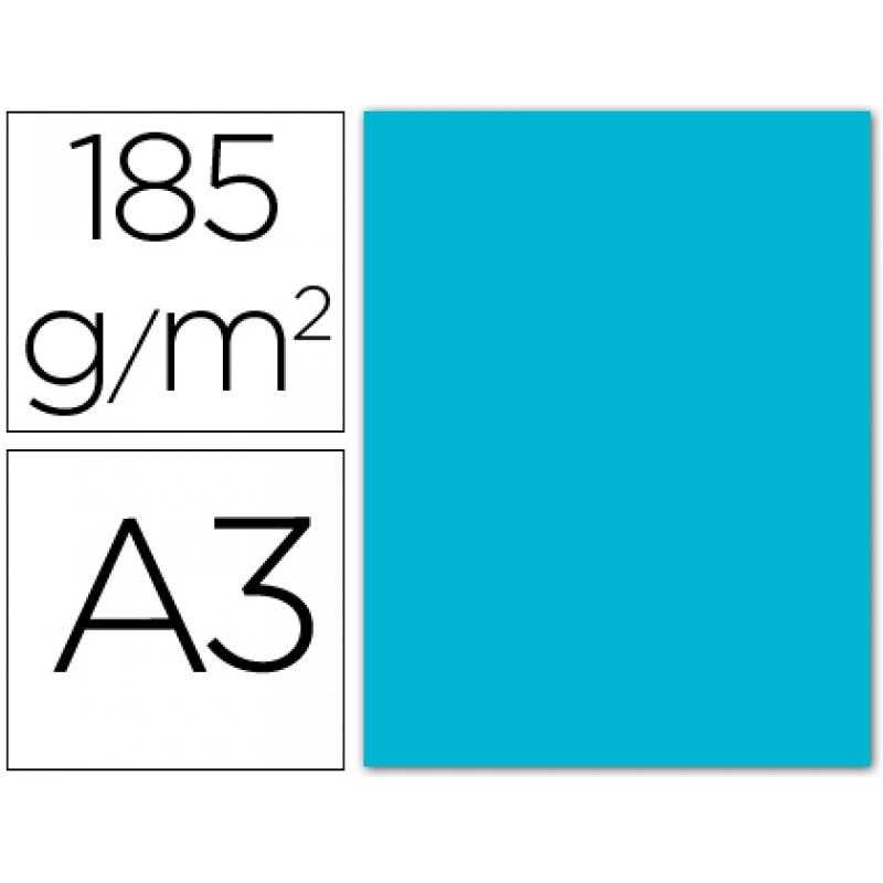 Cartulina guarro din a3 azul turquesa 185 gr paquete 50 h