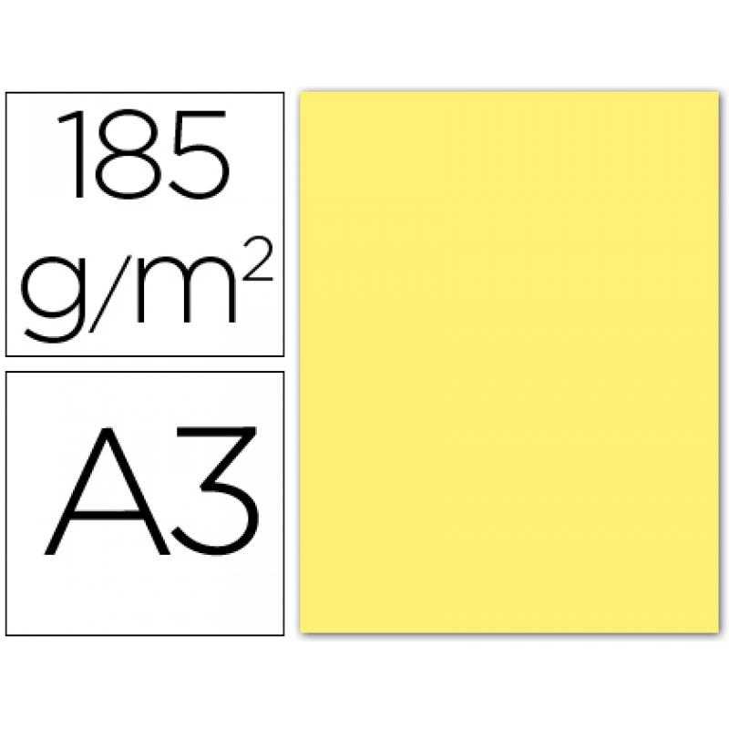 Cartulina guarro din a3 amarillo 185 gr paquete 50 h