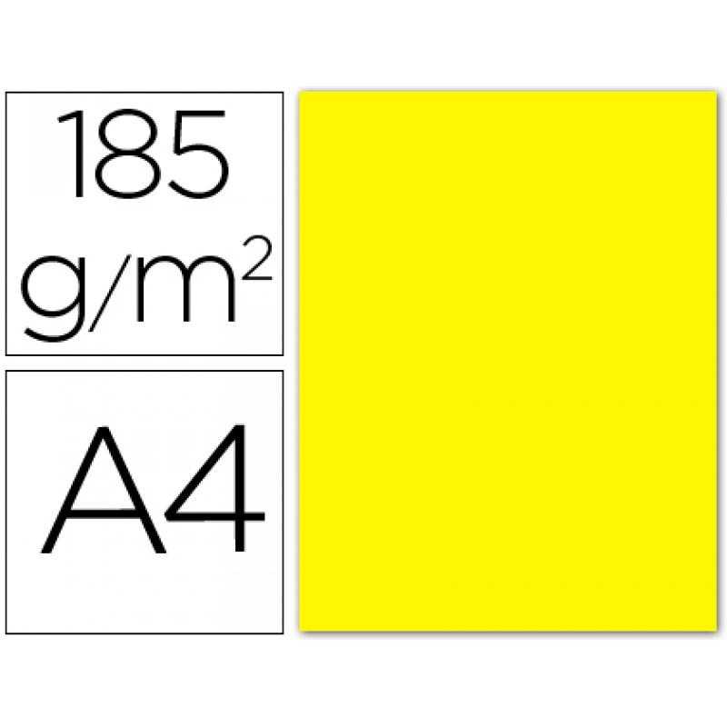 Cartulina guarro din a4 amarillo canario 185 gr paquete 50 h