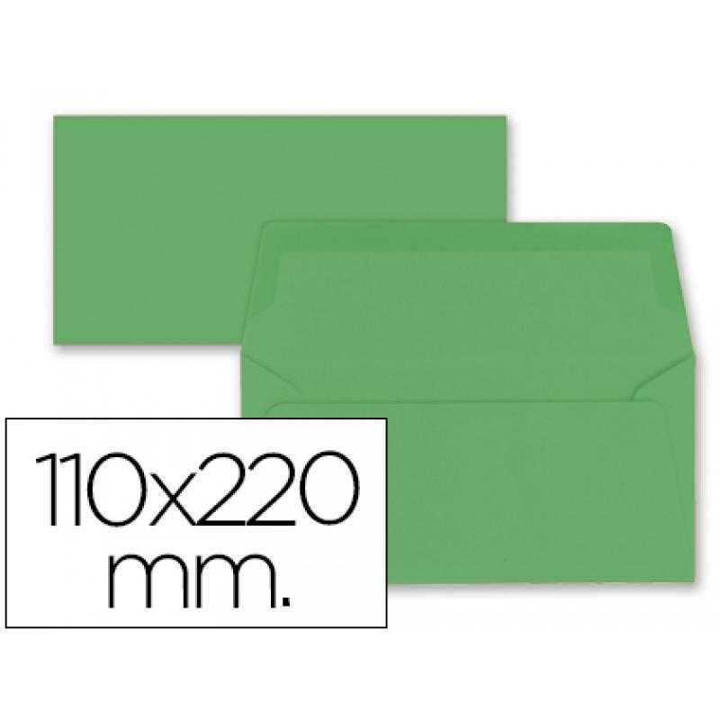 Sobre liderpapel americano verde acebo 110x220 mm 80 gr pack de 9 unidades