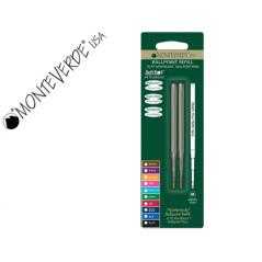 Recambio bolígrafo monteverde compatible con los de montblanc blister 2 unidades color azul punta media