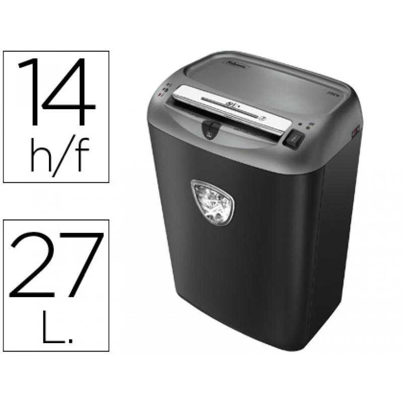 Destructora de documentos fellowes ps-70s capacidad de corte 14 h destruye grapas clips tarjetas y cd 27 litros