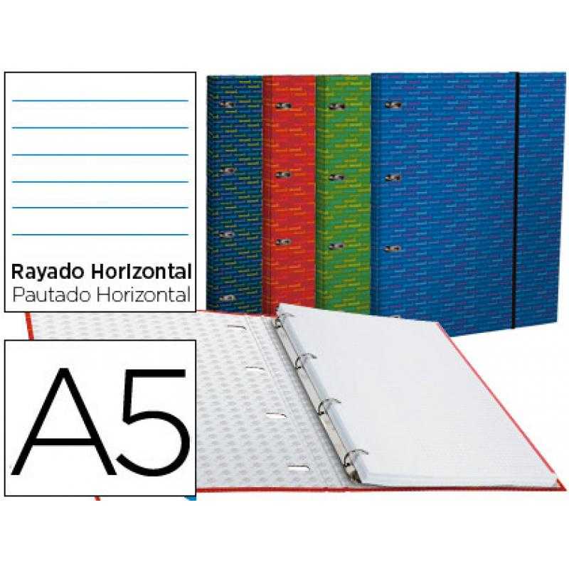 Carpeta con recambio liderpapel a5 horizontal forrada 4 anillas 20mm