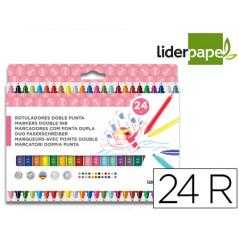Rotulador liderpapel dúo caja 24 colores liderpapel