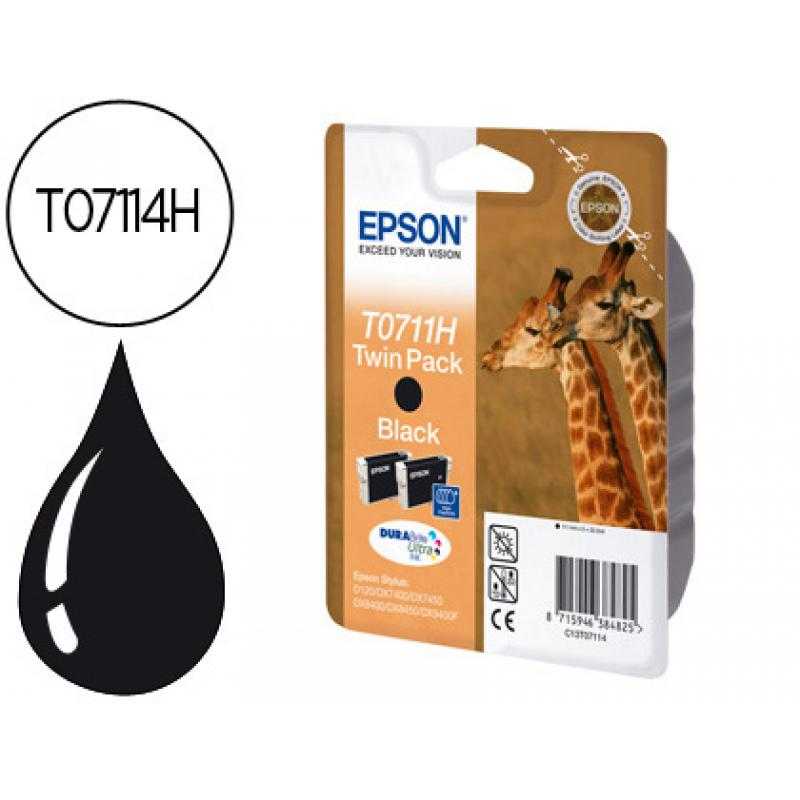 Ink-jet epson t0711h doble pack d120 sx205 215 218 405 415 515w 600fw 610fw