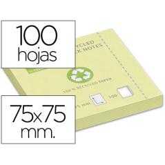 Bloc de notas adhesivas quita y pon q-connect 75x75 mm papel reciclado amarillo