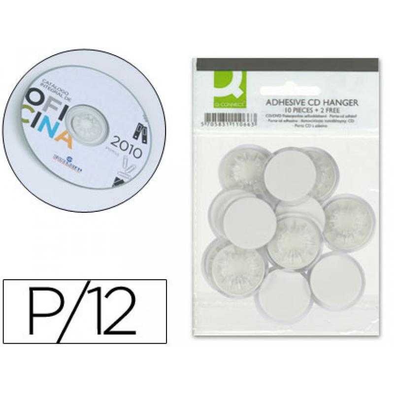 Soporte para cd q-connect adhesivos -bolsa de 12 unidades