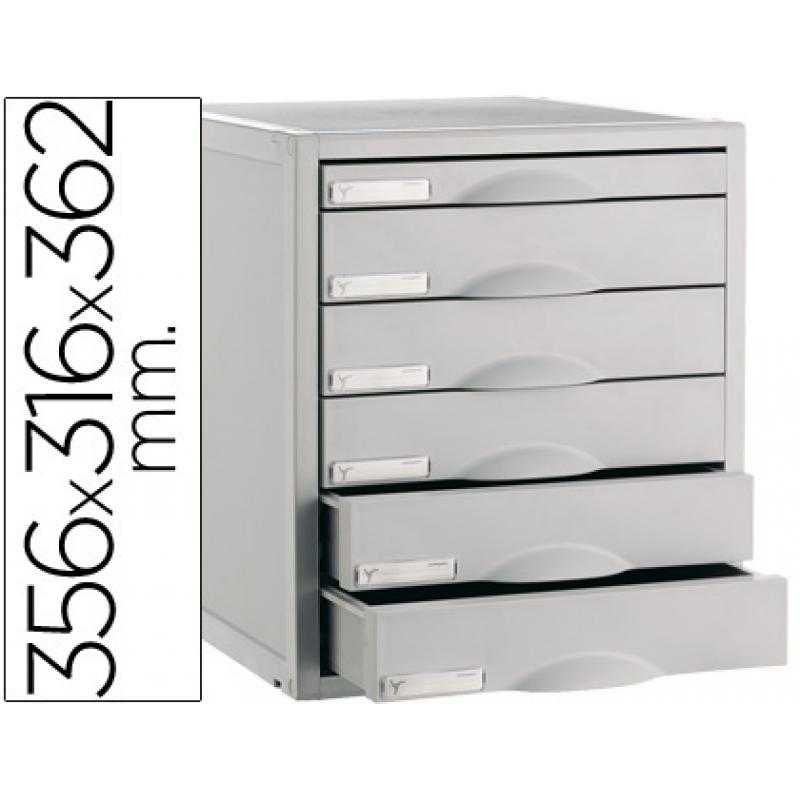 Fichero cajones de sobremesa 8206c 356x316x362 mm 6cajones color gris