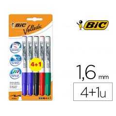 Rotulador bic velleda grip trazo 1,6 blister 4+1 colores surtidos