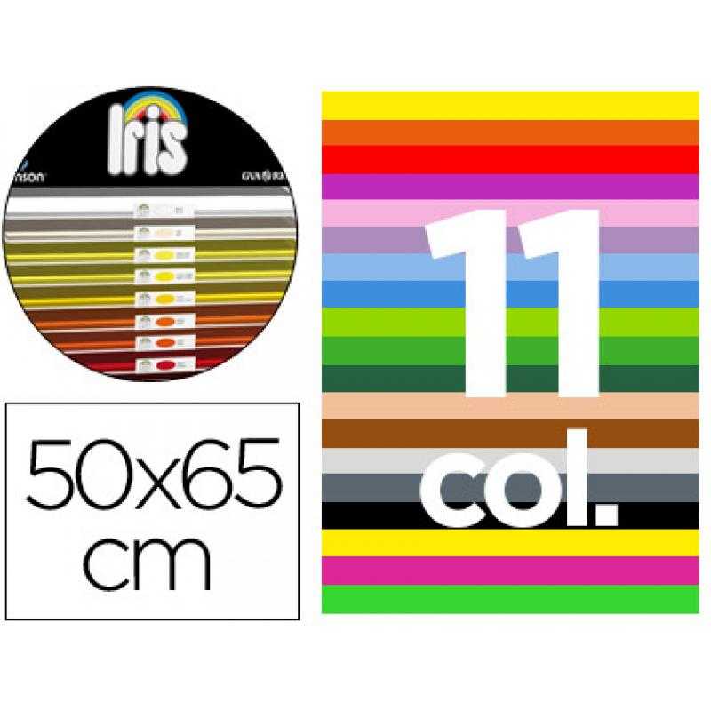 Cartulina guarro 50x65 contenido "b" 25 hojas x 11 colores 185grs