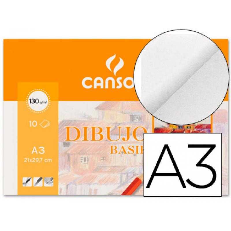 Papel dibujo basik 130gr din a3 29,7x42,0 cms en minipacks de 10 hojas
