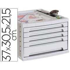 Fichero cajones de sobremesa q-connect 370x305x215 mm bandeja organizadora superior 5 cajones gris opaco