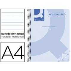 Cuaderno espiral q connect a4 micro tapa plástico 80h 70g horizontal sin bandas 4 taladros azul