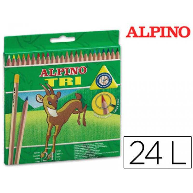 Lápices de colores alpino tri estuche de 24 colores surtidos
