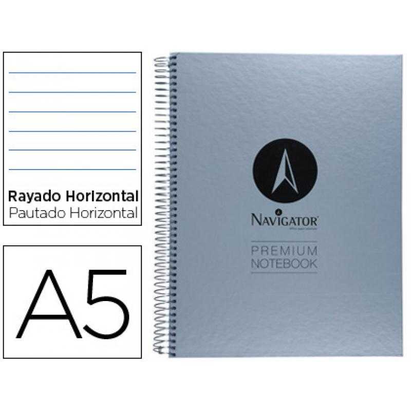 Cuaderno espiral navigator a5 micro tapa forrada 120h 90 gr horizontal sin bandas 6 taladros