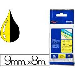 Cinta brother tze-621 amarillo-negro 9mm longitud 8 mt