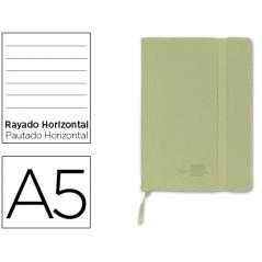 Libreta liderpapel simil piel a5 120 hojas 70g/m2 horizontal sin margen verde