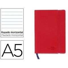 Libreta liderpapel simil piel a5 120 hojas 70g/m2 horizontal sin margen rojo