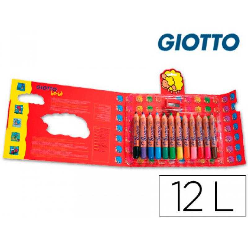 Lápices de colores giotto super bebe caja de 12 lápices colores surtidos + sacapuntas