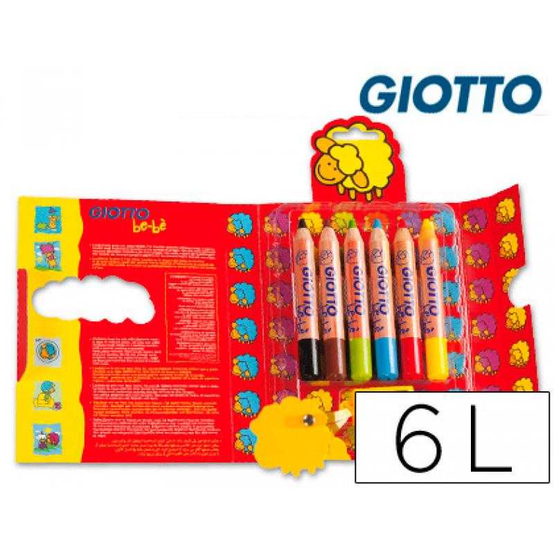 Lápices de colores giotto super bebe caja de 6 lápices colores surtidos + sacapuntas