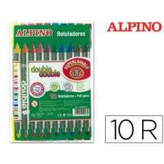 Rotulador alpino double double punta gruesa y punta fina caja de 10 colores