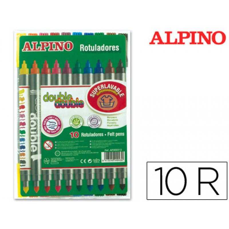 Rotulador alpino double double punta gruesa y punta fina caja de 10 colores
