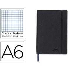 Libreta liderpapel simil piel a6 120 hojas 70g/m2 cuadro 4mm sin margen negro