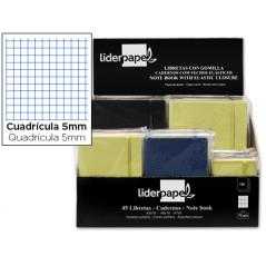 Libreta liderpapel simil piel 120 hojas 70g/m2 cuadro 4mm expositor de 45 unidades colores surtidos